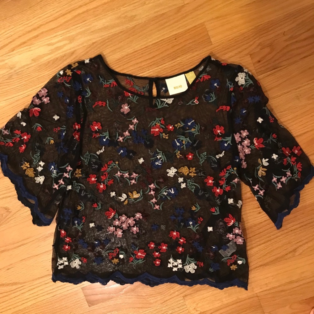 Sheer floral shirt sleeve